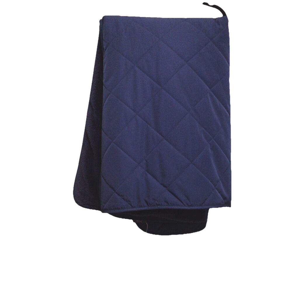 Eddie Bauer Quilted Insulated Fleece Stadium Blanket Navy Blue Size 46”x58”